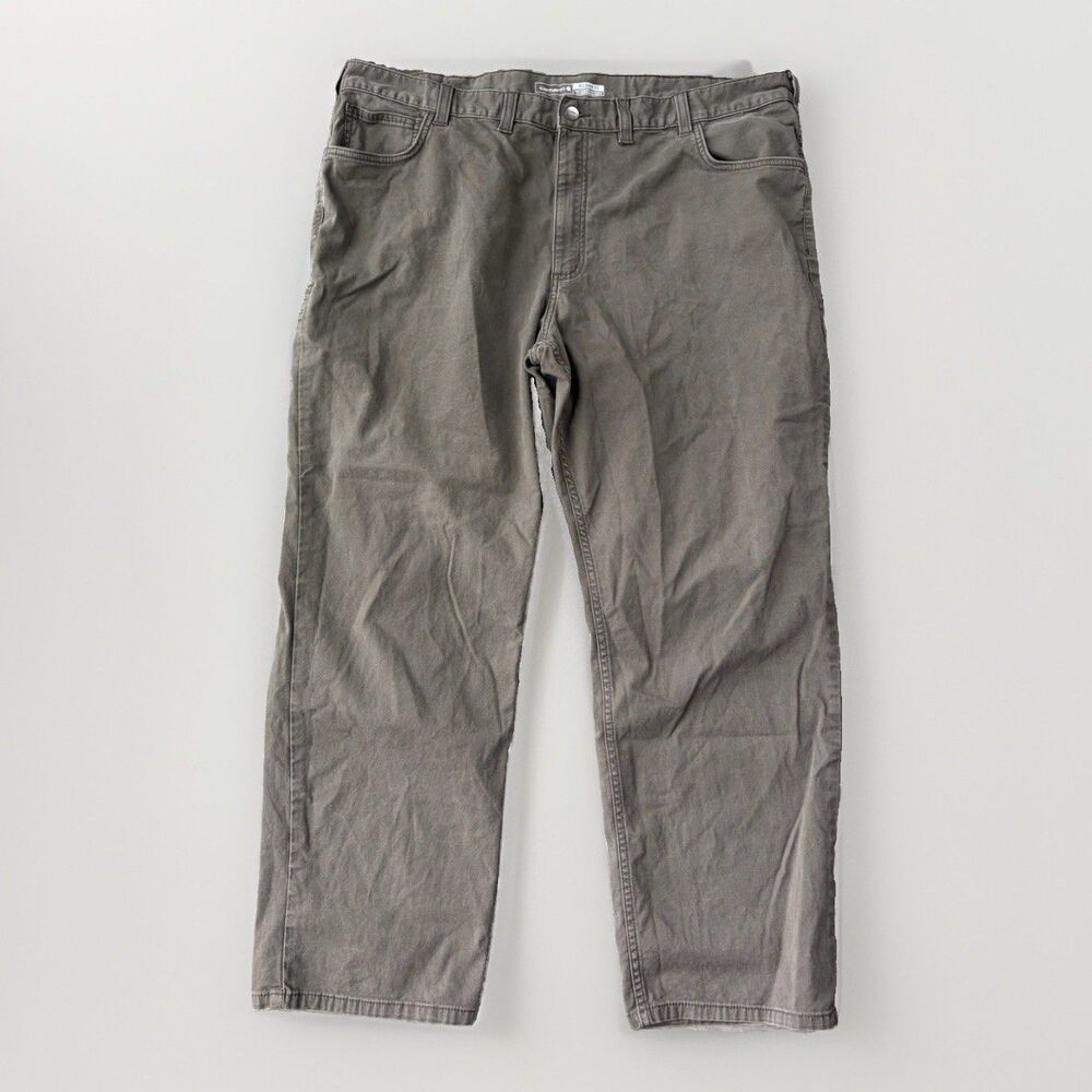 Carhartt Pants Mens 44x30 Brown Canvas Relaxed Fit Carpenter Work Utility Leg
